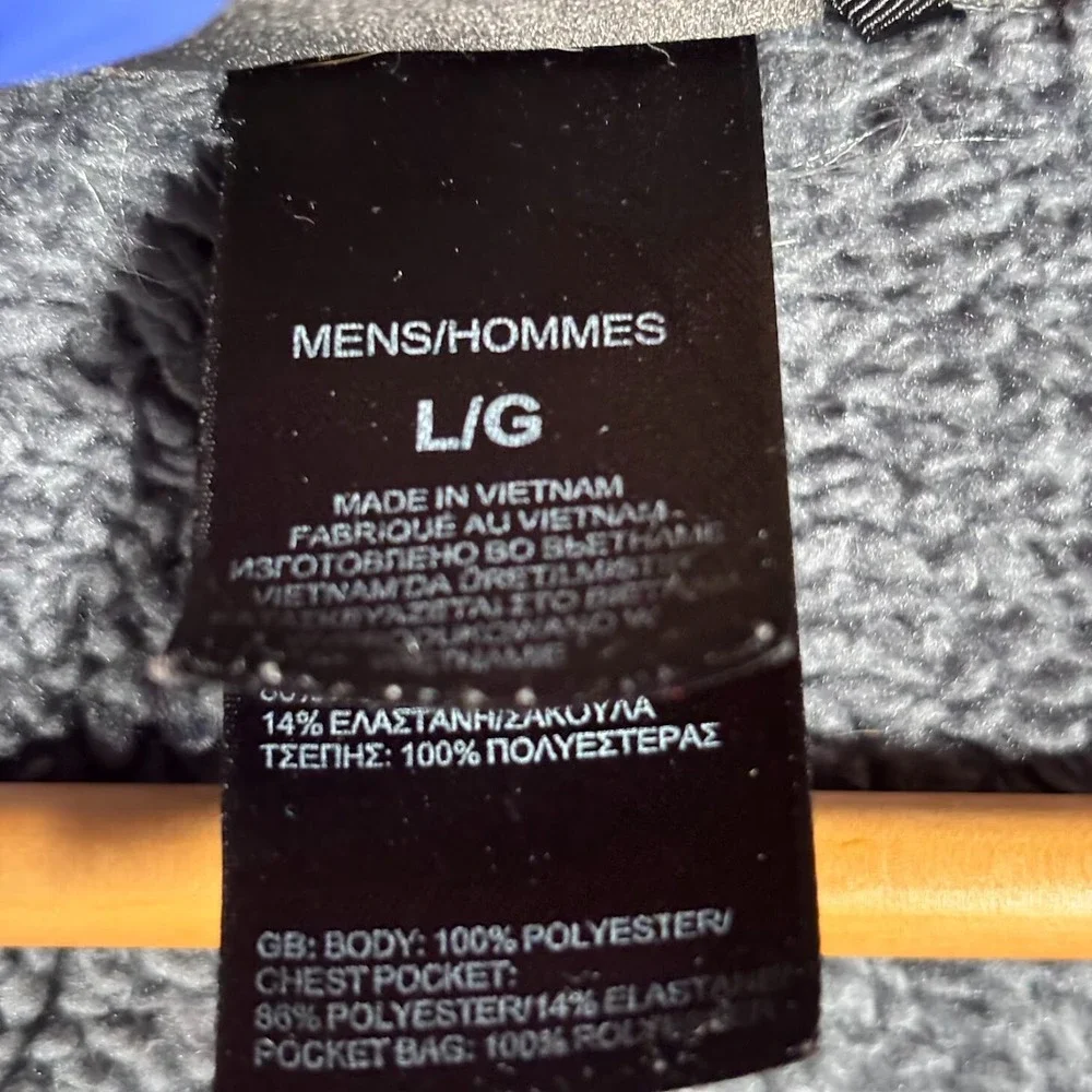 Grey North Face Zip Up Jacket Sz L With Blue Letters and Zippers Chimborazo READ